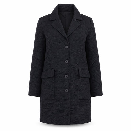 Julie Brandt Womens Blue Geometric Overcoat Coat Size 8 Button