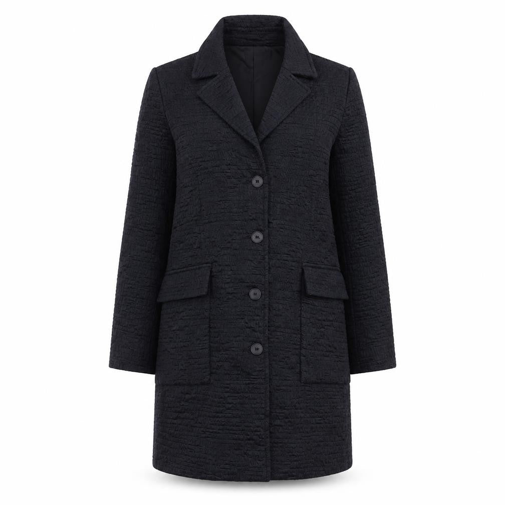 Julie Brandt Womens Blue Geometric Overcoat Coat Size 8 Button
