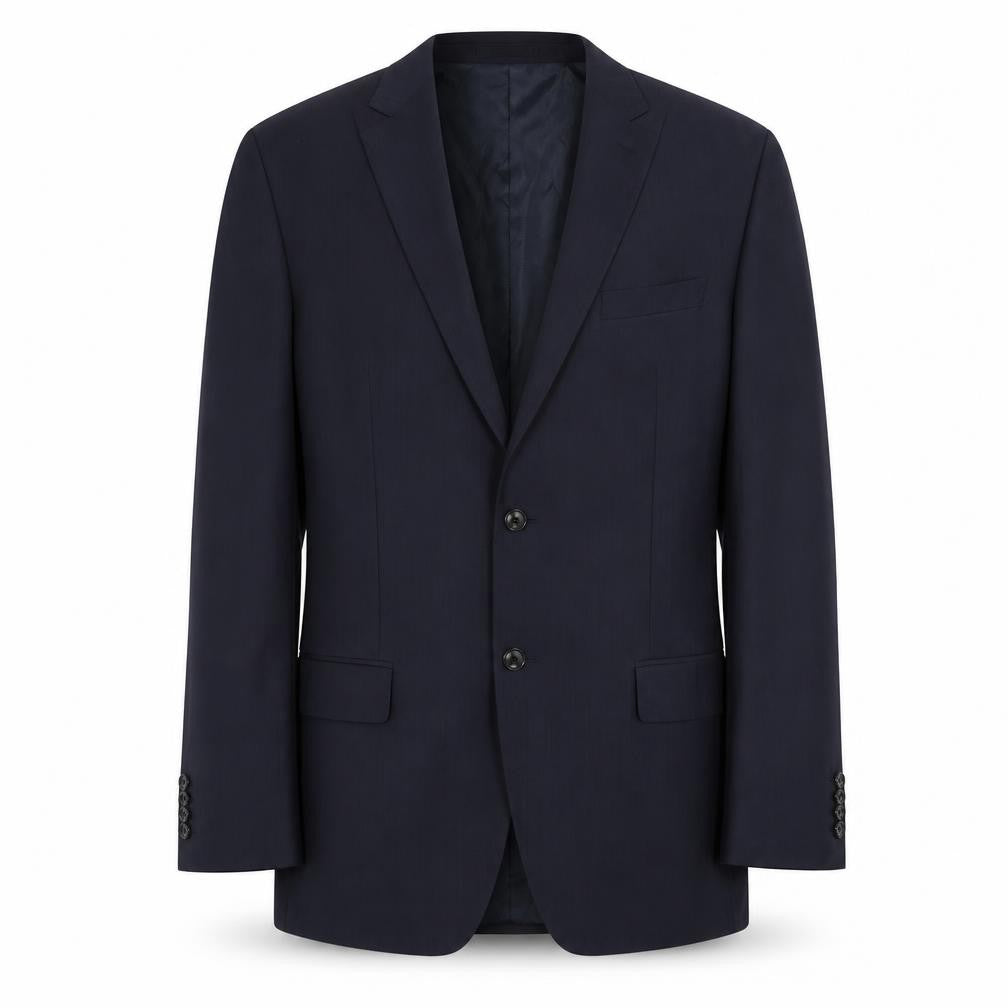 Front view of Marks & Spencer men’s blue polyester jacket suit jacket, size 42, regular