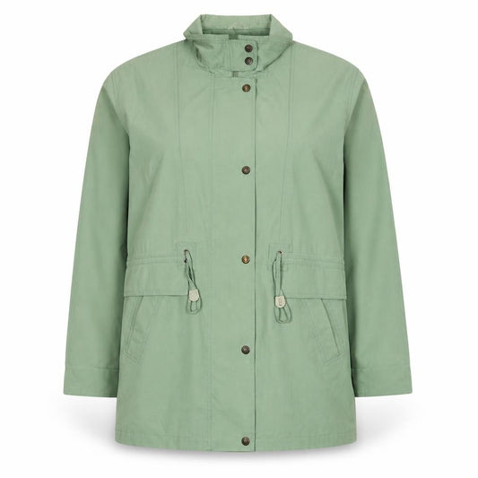 Front view of C&A women’s green jacket, size UK 16, zip