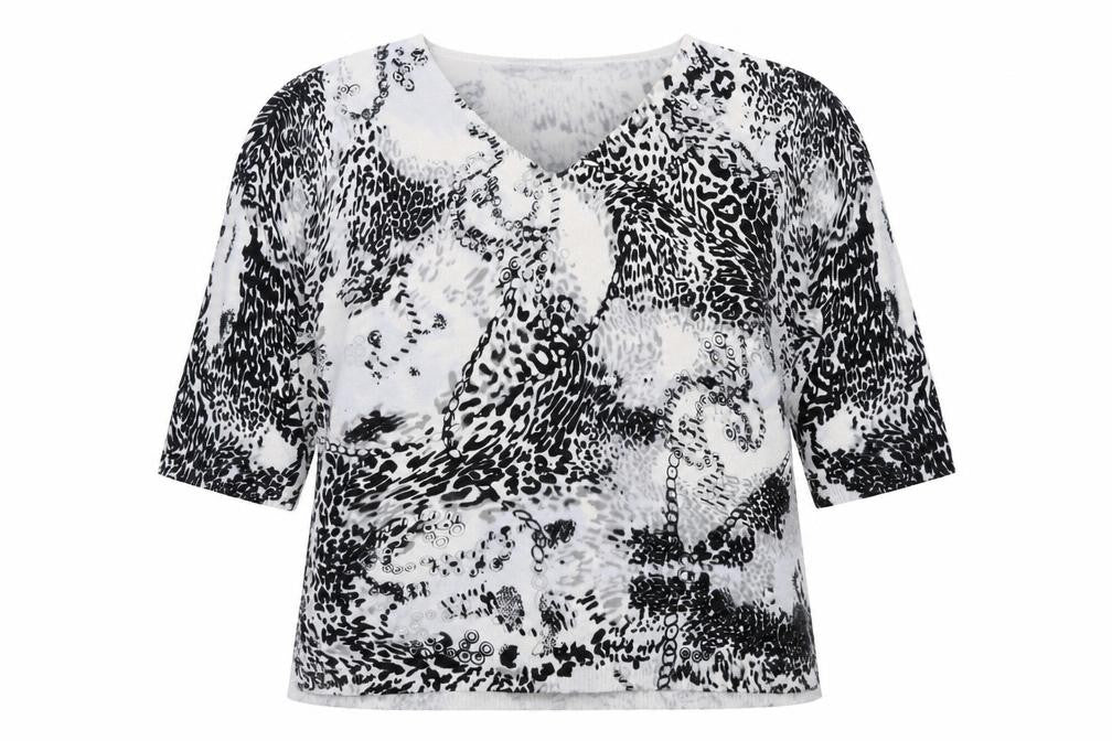 Rogers Womens Multicoloured V-Neck Animal Print Viscose Pullover Jumper Size 28 - Leopard Print