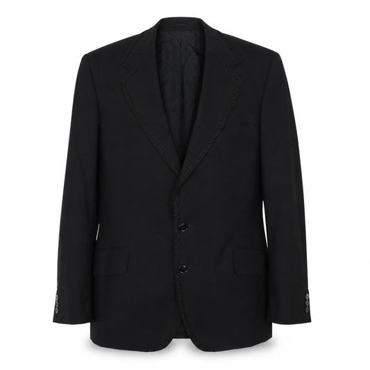 Front view of David Lane men’s black polyester jacket suit jacket, size 40, regular