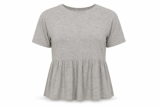 Front view of Next women’s grey polyester basic t-shirt, size UK 8, round neck