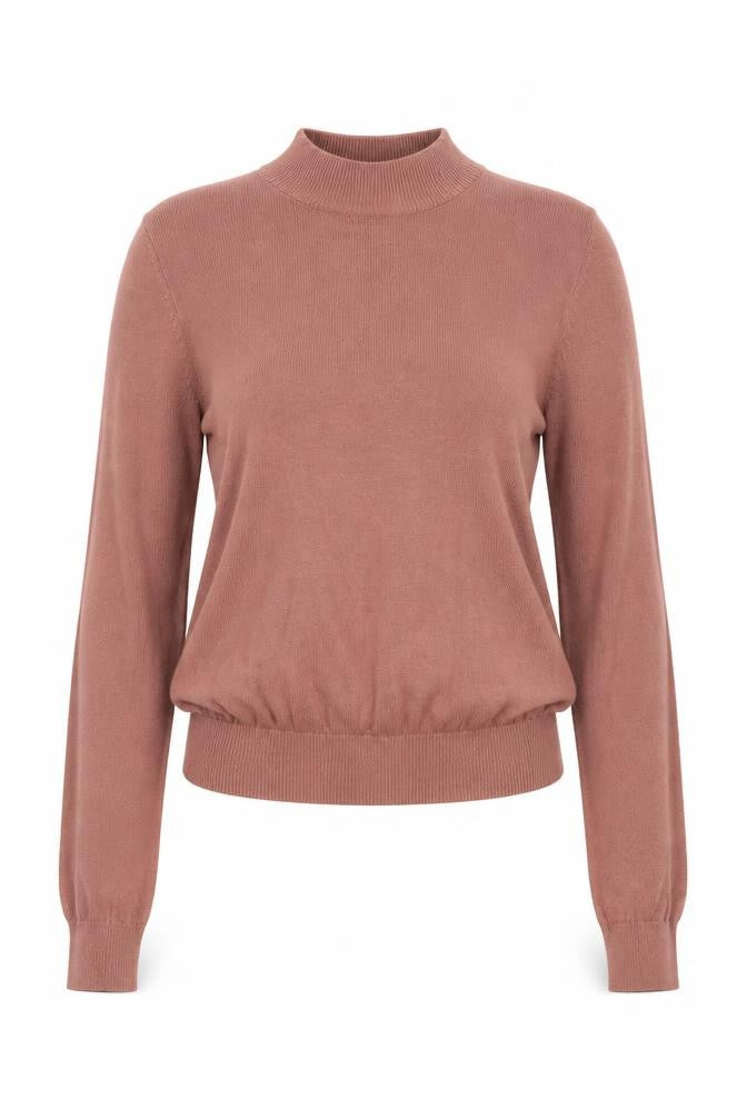 FOREVER 21 Womens Brown Mock Neck Cotton Pullover Jumper Size S