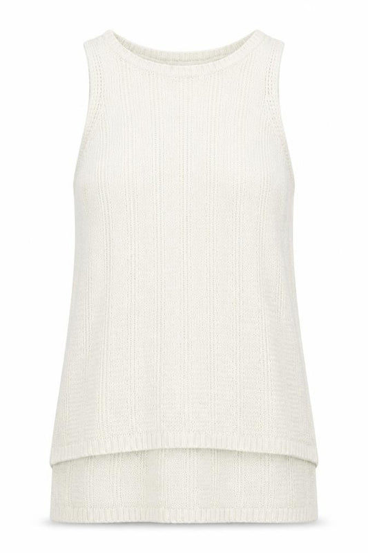 Front view of New Look women’s white polyester basic tank, size UK 8, round neck