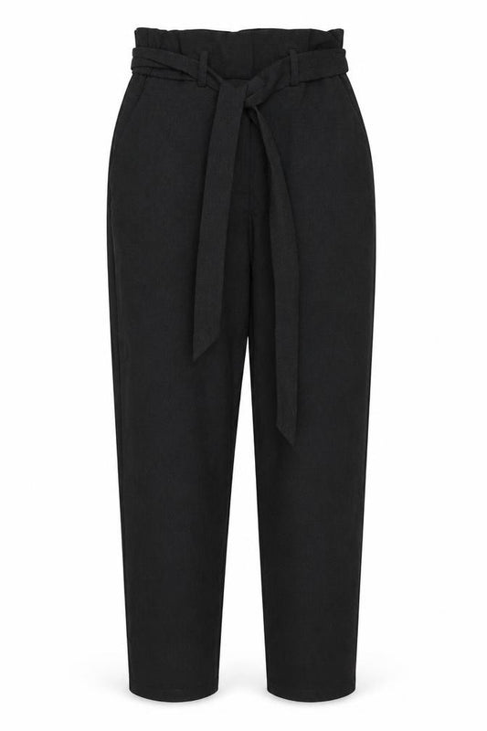 Front view of H&M women’s grey polyester trousers, size UK 8, regular zip