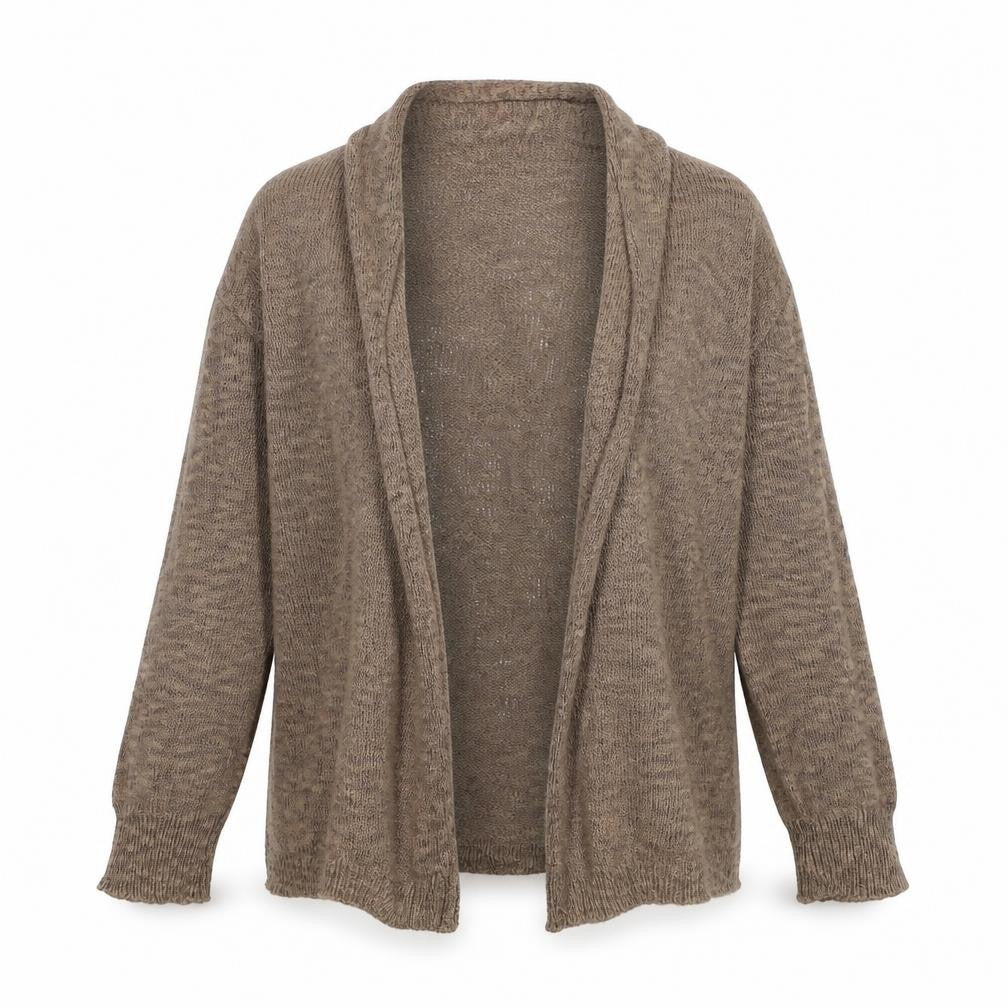 RJR.John Rocha Womens Brown V-Neck Polyester Cardigan Jumper Size 14