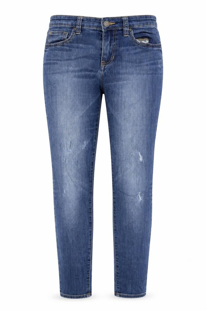 Front view of Gap women’s blue cotton jegging jeans, size UK 8, regular zip