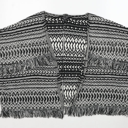 New Look Womens Black V-Neck Geometric Acrylic Cardigan Jumper Size M Pullover
