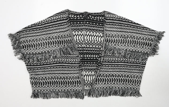 New Look Womens Black V-Neck Geometric Acrylic Cardigan Jumper Size M Pullover