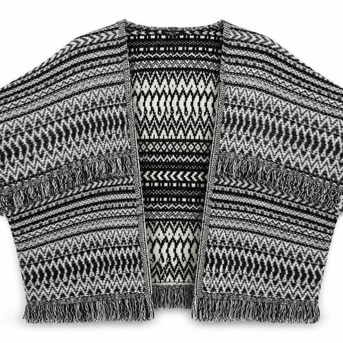New Look Womens Black V-Neck Geometric Acrylic Cardigan Jumper Size M Pullover