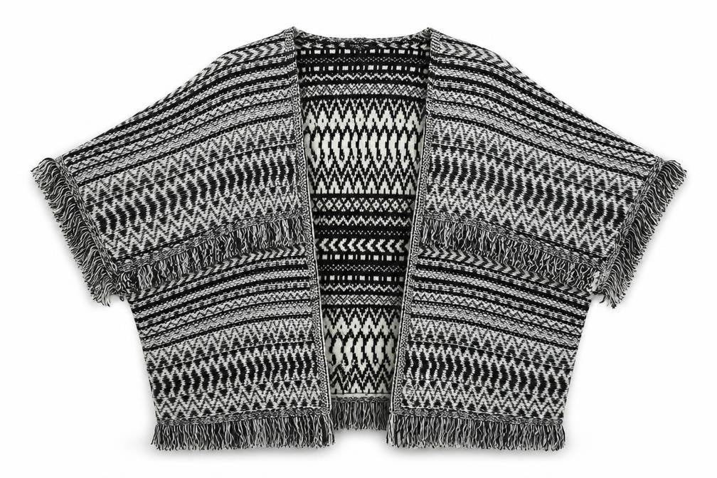 New Look Womens Black V-Neck Geometric Acrylic Cardigan Jumper Size M Pullover