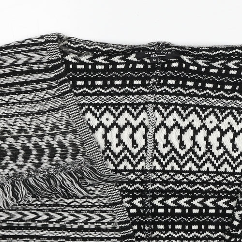 New Look Womens Black V-Neck Geometric Acrylic Cardigan Jumper Size M Pullover