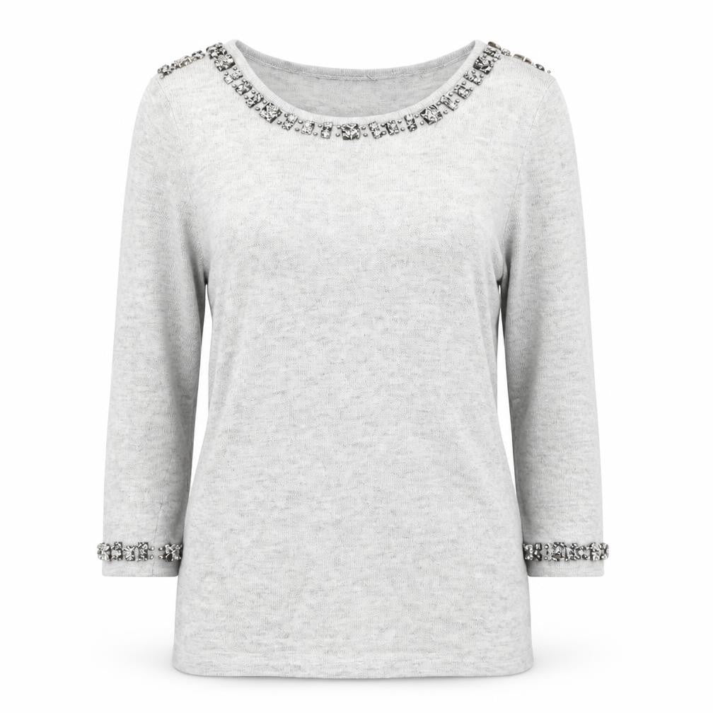 Front view of Wallis women’s grey round neck nylon jumper, size S