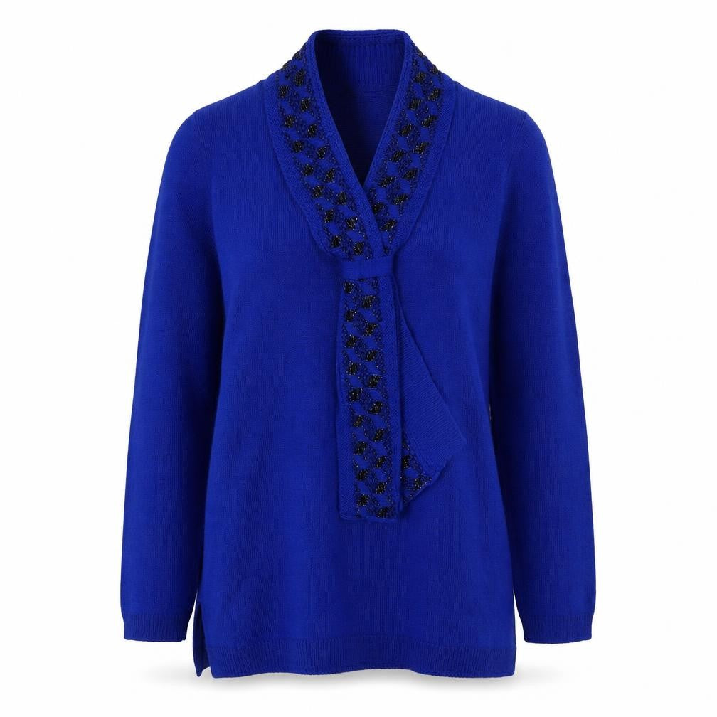 Insight Womens Blue V-Neck Acrylic Pullover Jumper Size S - Size S/M