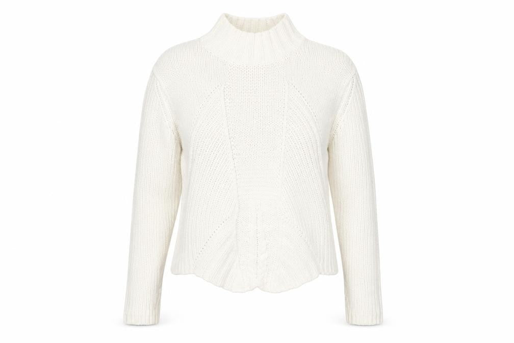 Front view of Principles women’s white mock neck cotton jumper, size UK 10
