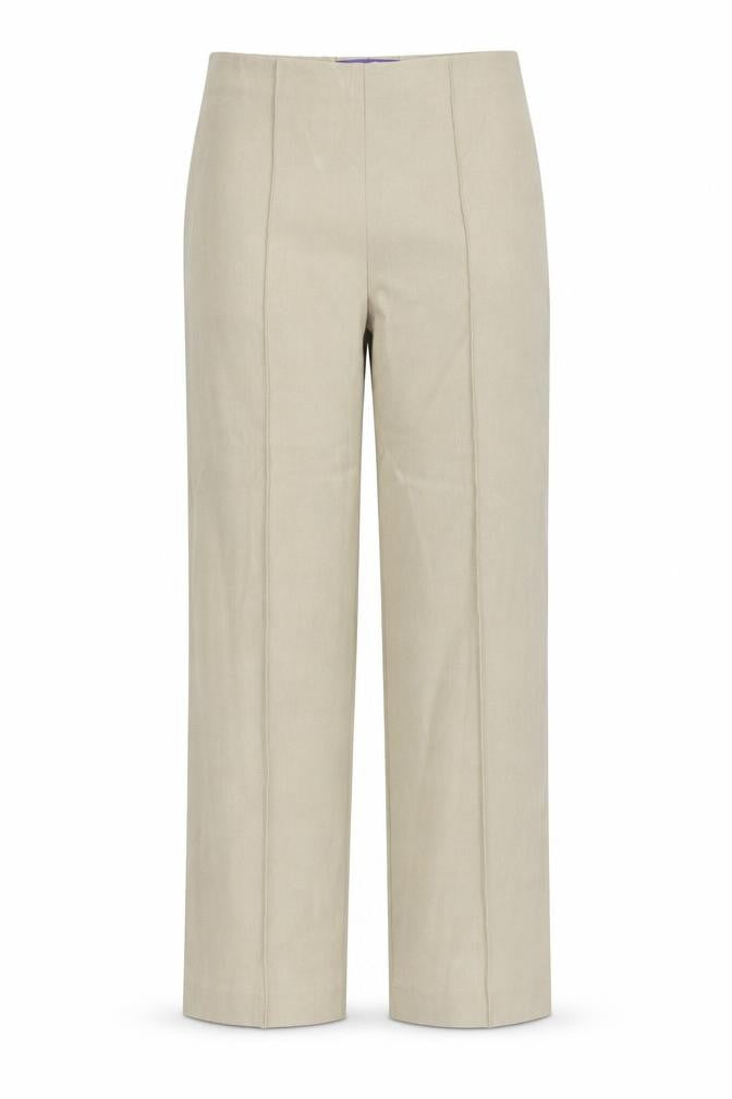 Front view of Autonomy women’s beige polyester trousers, size UK 12, regular
