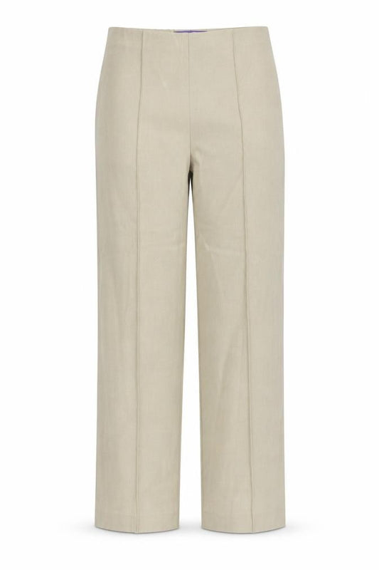 Front view of Autonomy women’s beige polyester trousers, size UK 12, regular