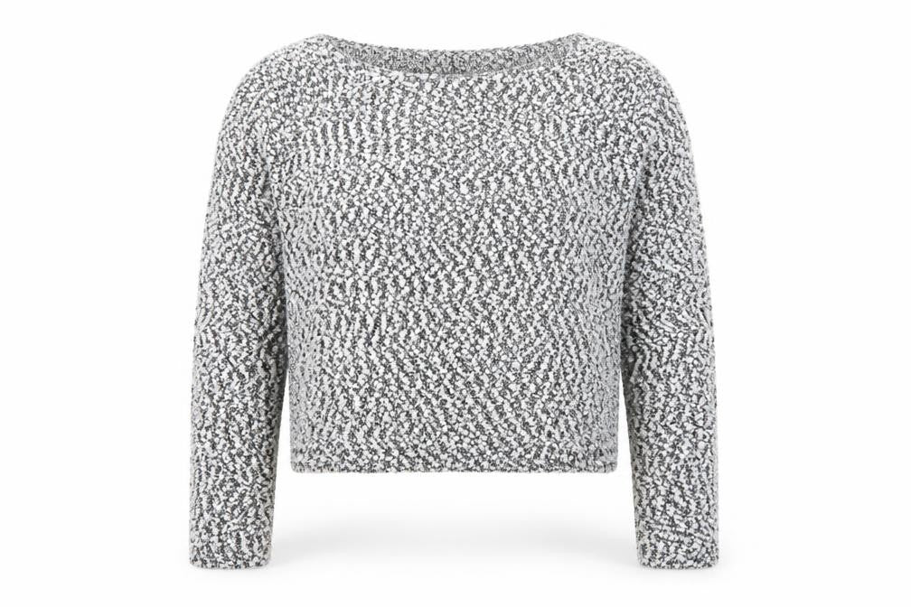 Front view of H&M women’s white round neck polyester jumper, size L