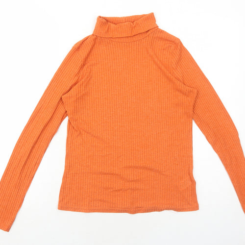 NEXT Womens Orange Roll Neck Viscose Pullover Jumper Size 10 Pullover