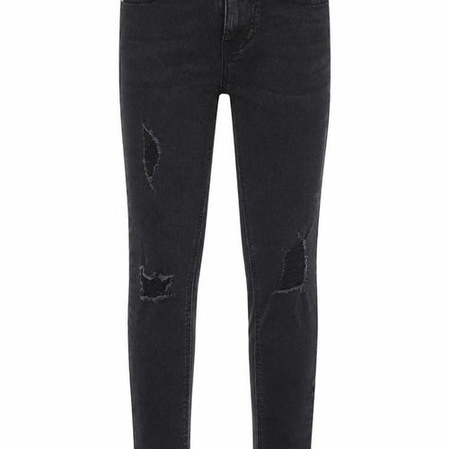 New Look Girls Black Cotton Skinny Jeans Size 10 Years Regular Zip - Distressed