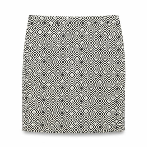 Marks and Spencer Womens Black Geometric Polyester A-Line Skirt Size 8 Zip