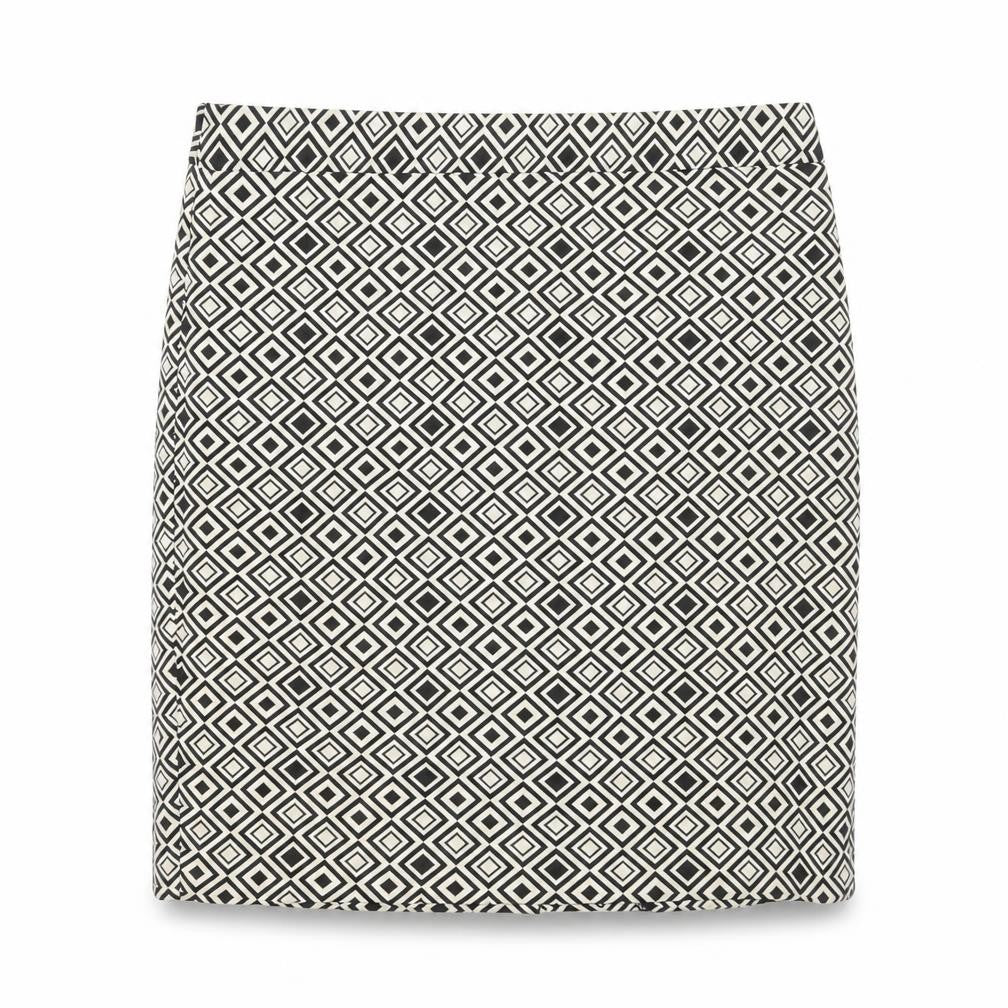 Marks and Spencer Womens Black Geometric Polyester A-Line Skirt Size 8 Zip
