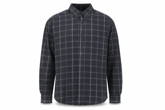 Cohesion Mens Grey Check Cotton Button-Up Size L Collared Button
