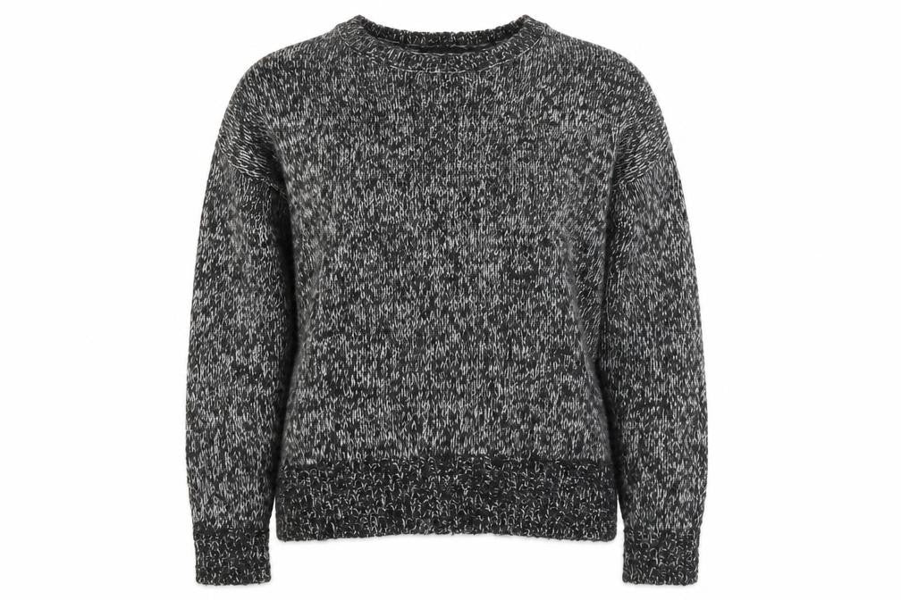 Front view of New Look women’s black round neck acrylic jumper, size S