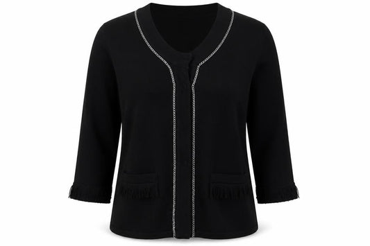 Front view of Cyrus women’s black scoop neck cotton jumper, size M