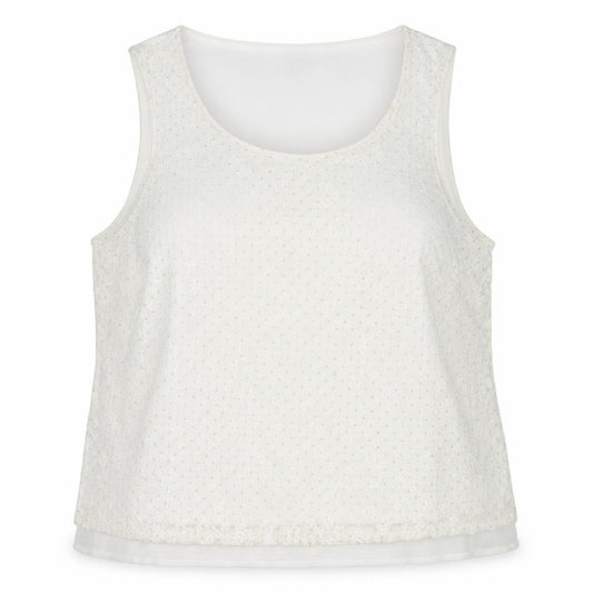 Front view of M&Co women’s ivory geometric polyester basic tank, size UK 18, round neck