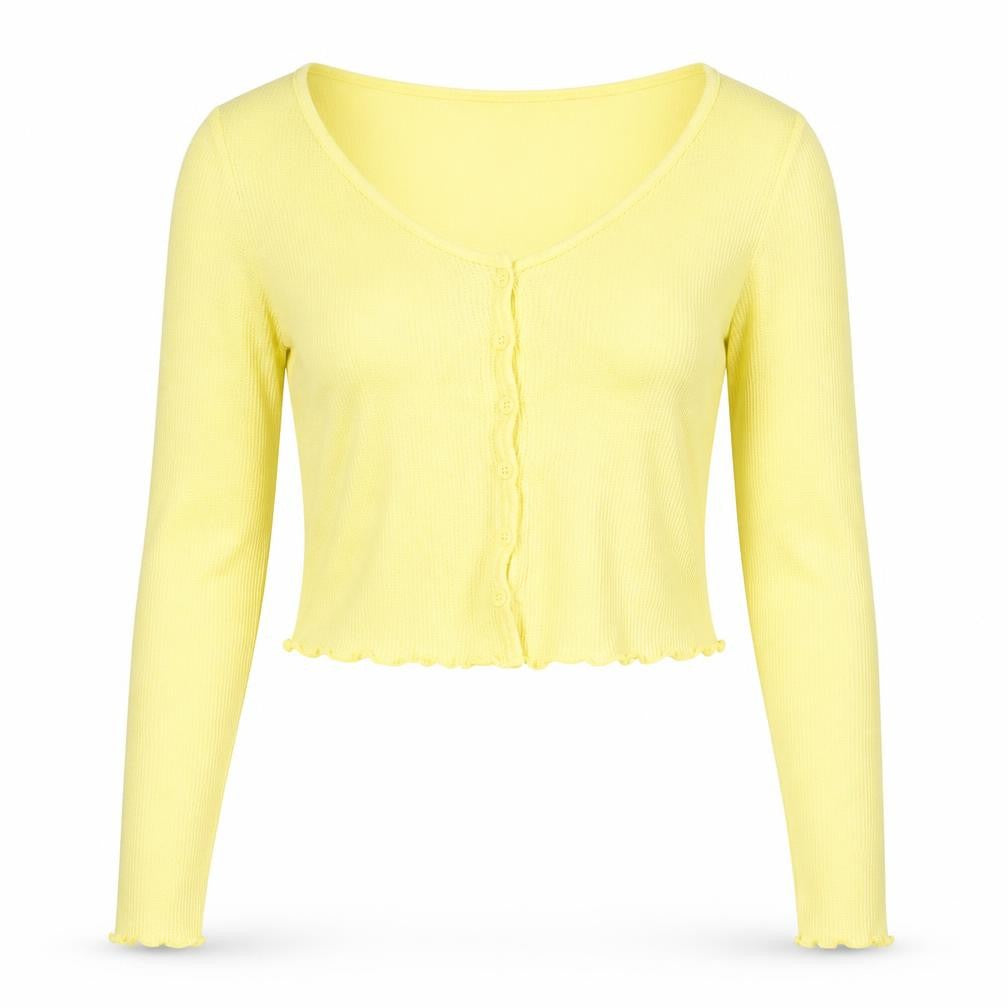 Divided by H&M Womens Yellow Scoop Neck Polyester Cardigan Jumper Size S