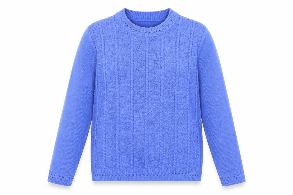Bonmarché Womens Blue Round Neck Acrylic Pullover Jumper Size M