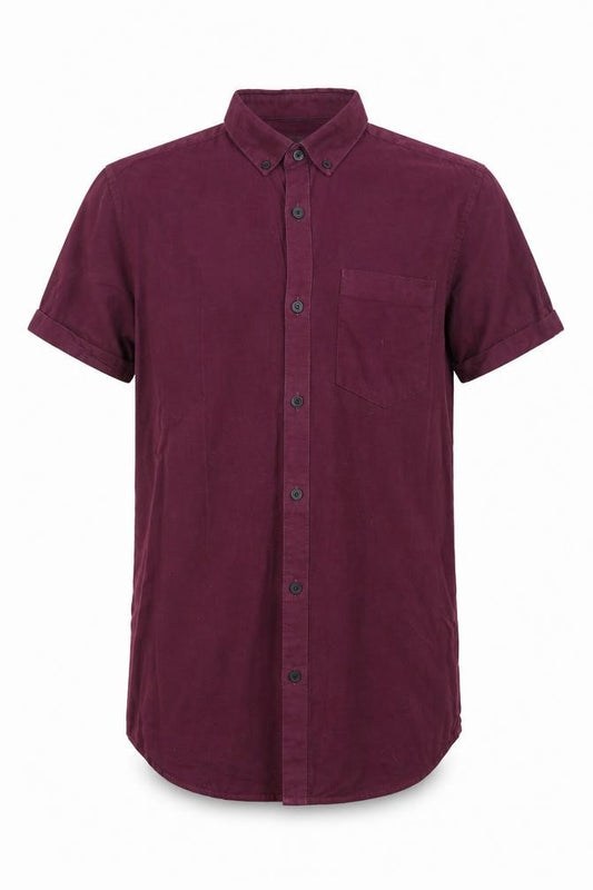 River Island Mens Purple Cotton Button-Up Size S Collared Button