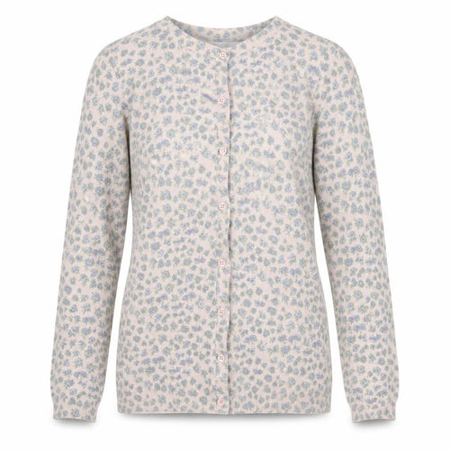 Bershka Womens Beige Round Neck Floral Acrylic Cardigan Jumper Size M