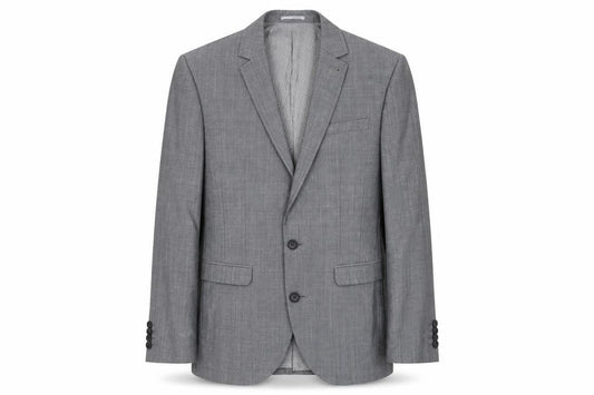 Front view of Next men’s grey wool jacket suit jacket, size 36, regular