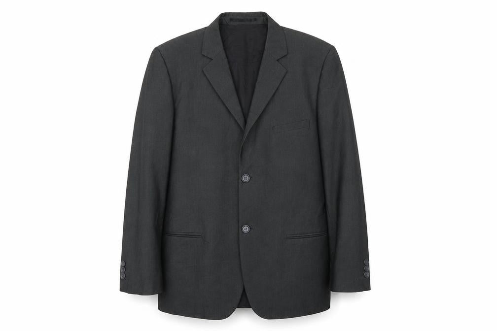 Front view of CP women’s grey polyester jacket suit jacket, size UK 14