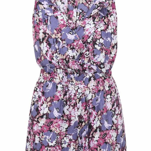 NEXT Womens Purple Floral Viscose Playsuit One-Piece Size 6 Button