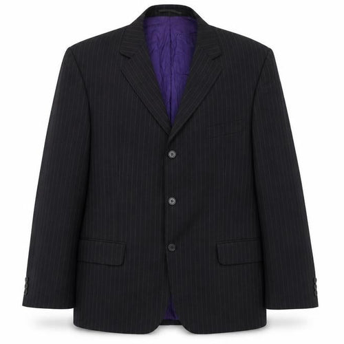 Burton Mens Black Striped Wool Jacket Suit Jacket Size 42 Regular