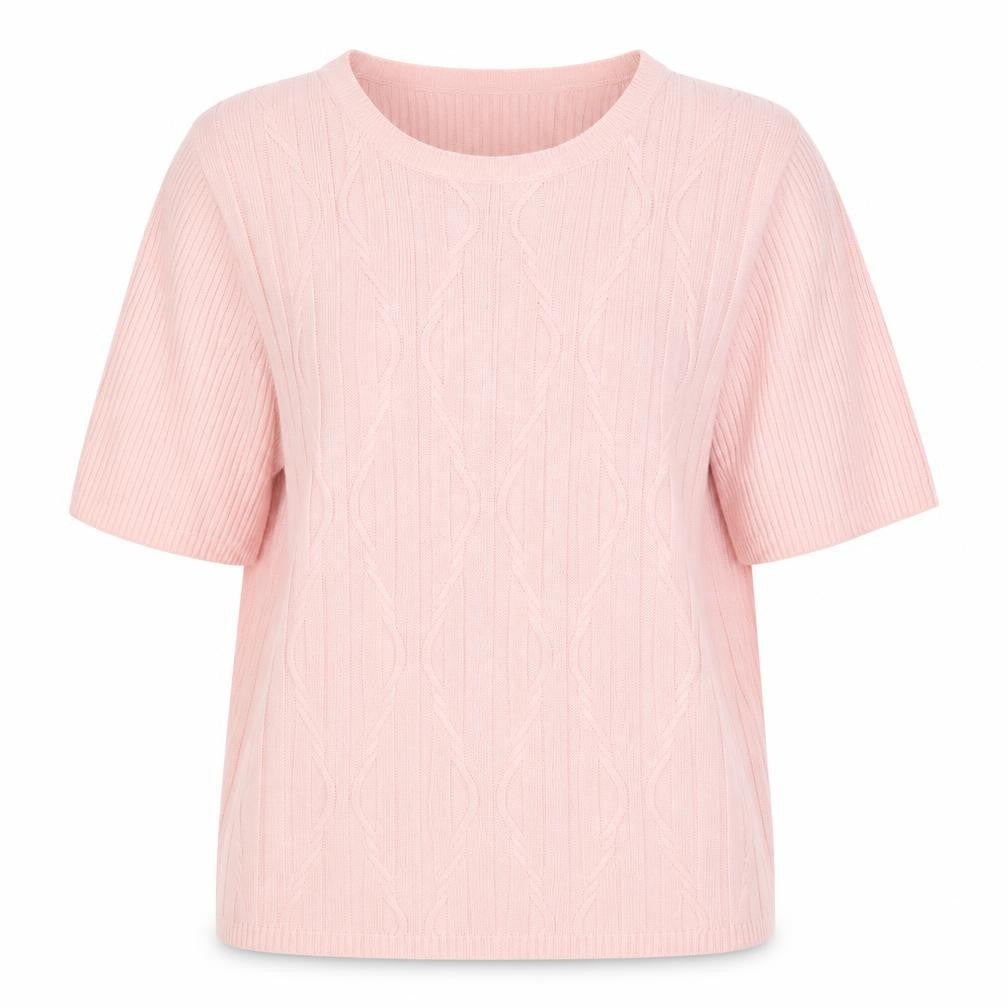 Front view of Jumper women’s pink round neck viscose jumper, size S