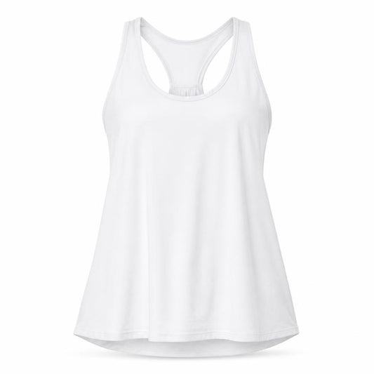Front view of New Look women’s white polyester basic tank, size L, round neck