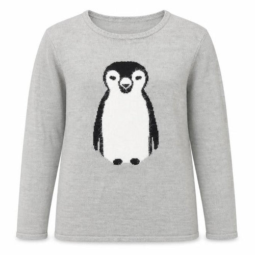 Damart Womens Grey Round Neck Acrylic Pullover Jumper Size 14 - Penguin