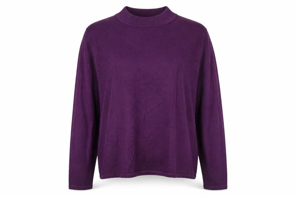 Bonmarché Womens Purple Round Neck Acrylic Pullover Jumper Size XL
