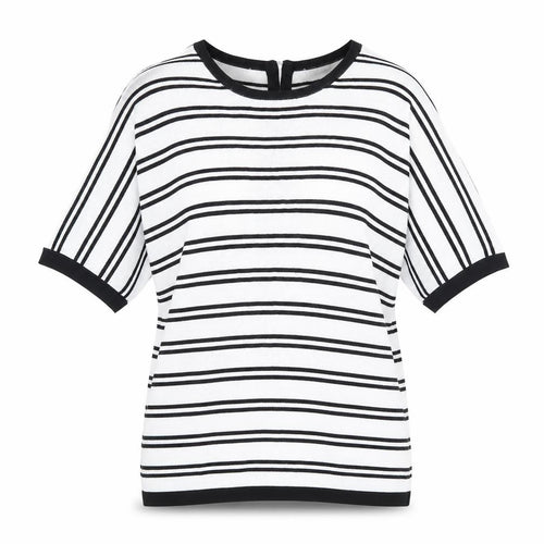 Marks and Spencer Womens White Round Neck Striped Viscose Pullover Jumper Size 10