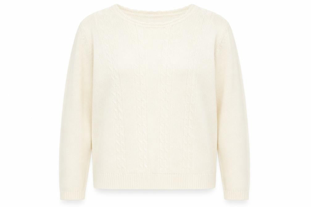 EWM Womens Beige Round Neck Acrylic Pullover Jumper Size L - Size 18-20