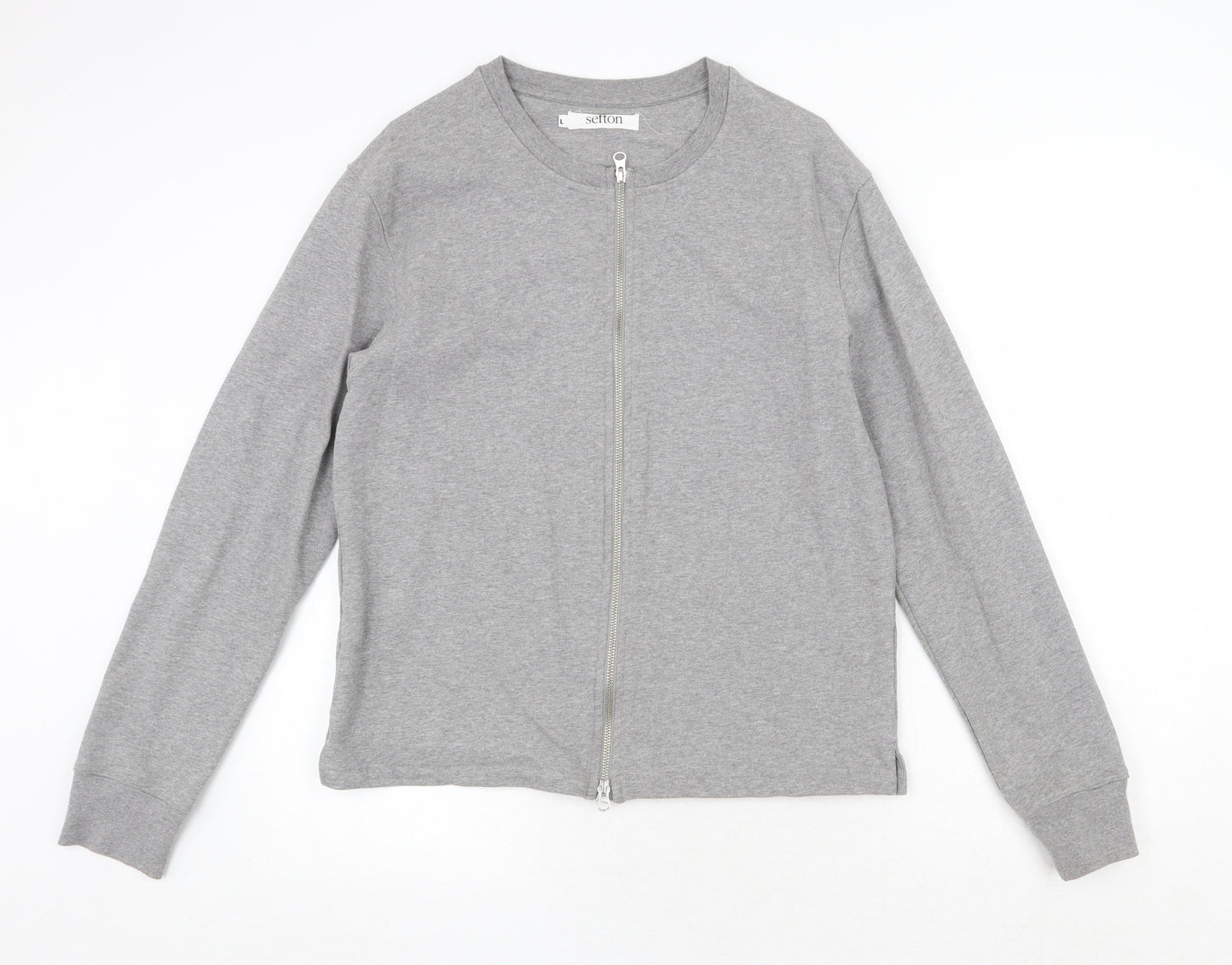 Setton Mens Grey Polyester Full Zip Sweatshirt Size L Zip
