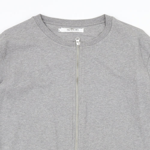 Setton Mens Grey Polyester Full Zip Sweatshirt Size L Zip
