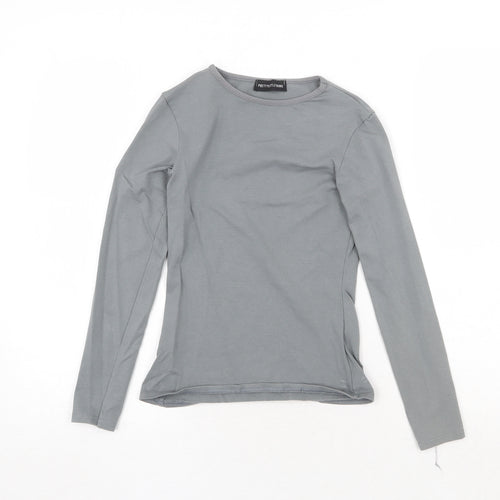PRETTYLITTLETHING Womens Grey Cotton Basic T-Shirt Size 6 Crew Neck