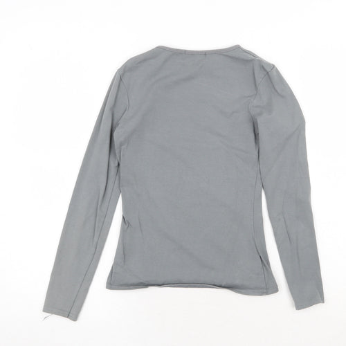 PRETTYLITTLETHING Womens Grey Cotton Basic T-Shirt Size 6 Crew Neck