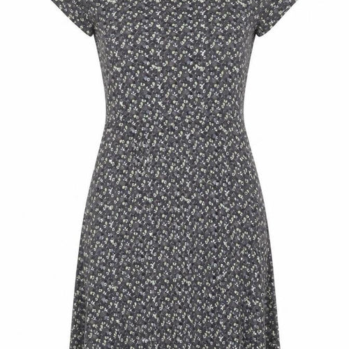 Only Womens Grey Floral Viscose A-Line Size 6 Round Neck Zip